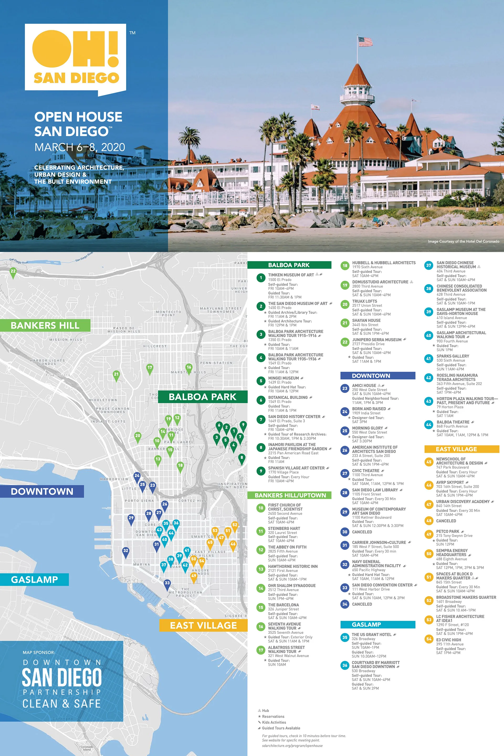 Location Guide Booklet cover with the OH! San Diego logo over a photo of the Hotel del Coronado
