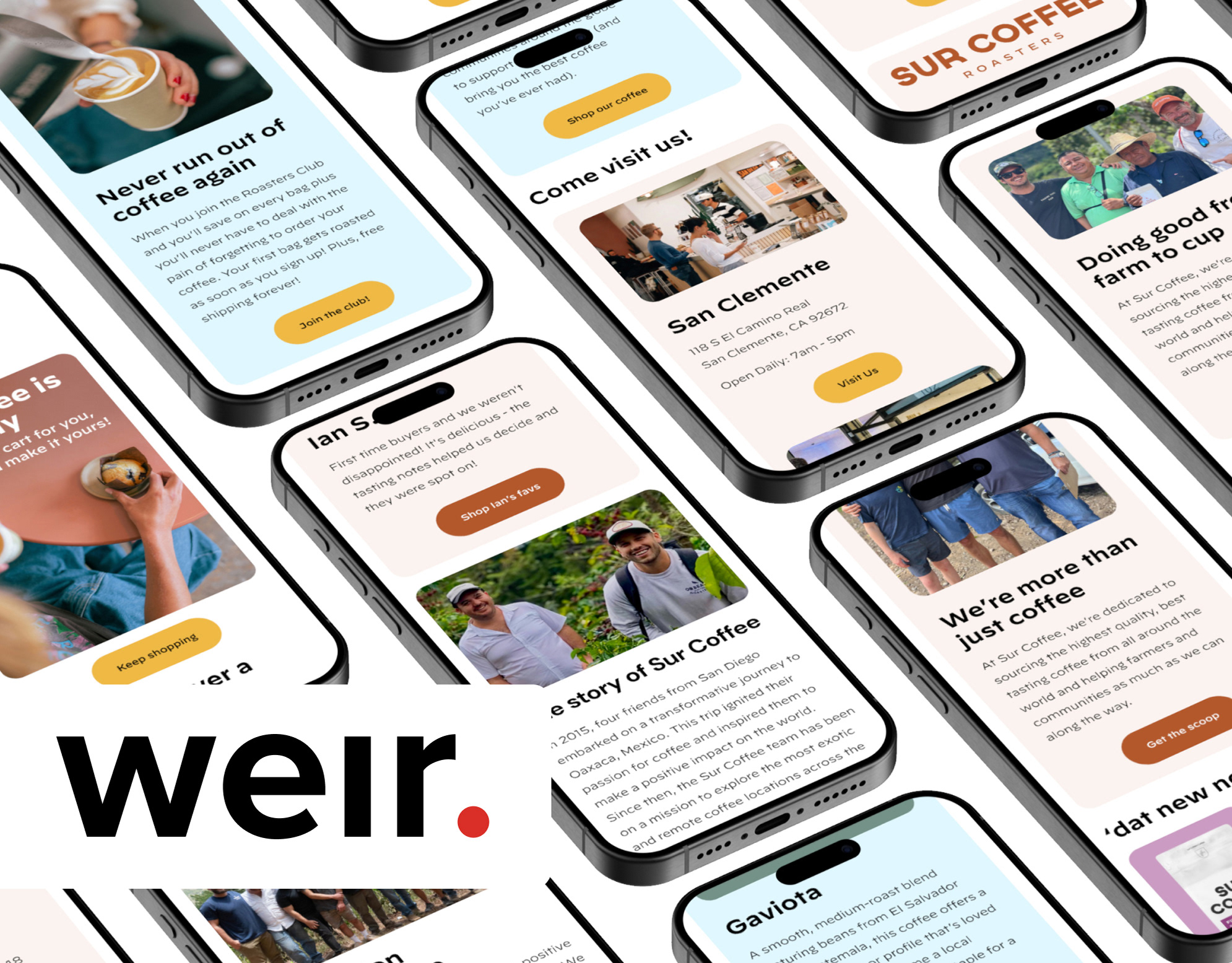 Sur Coffee Email Flows cover: grid of phone screens showing Sur Coffee email and app designs