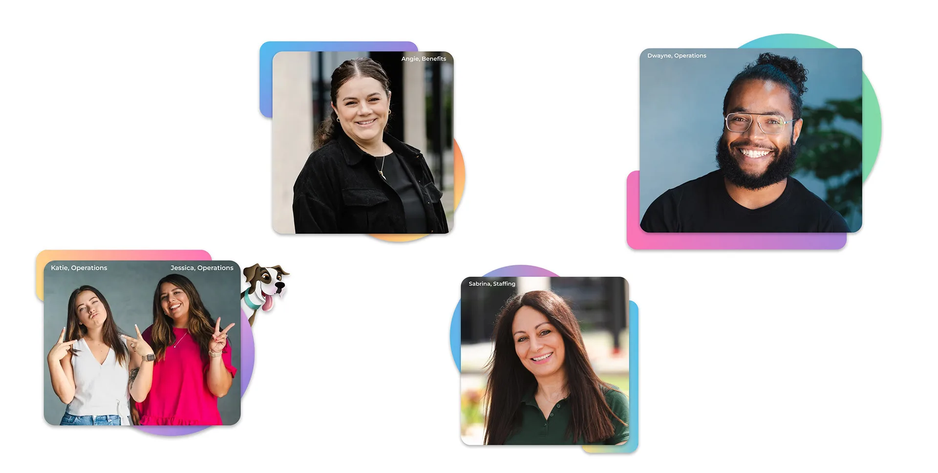 Grid of TCWGlobal team member headshot cards used as employee spotlight graphics on the site