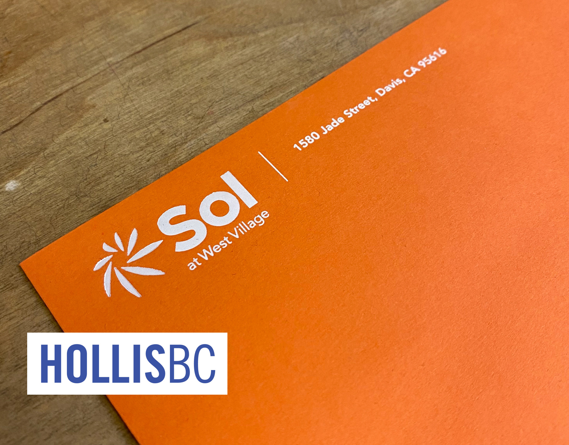 Sol at West Village cover: orange letterhead close-up showing the Sol at West Village logo and property address