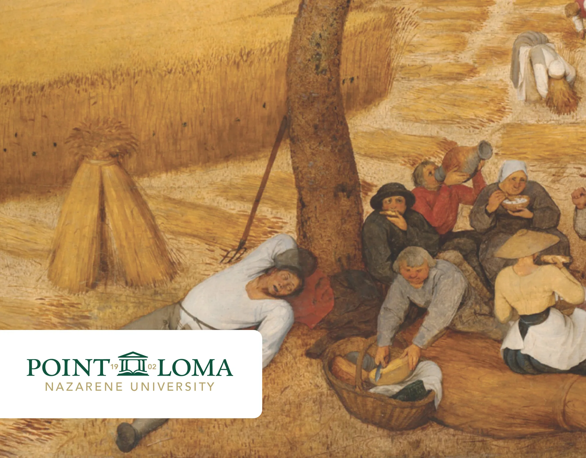Called cover: detail of a classical Renaissance-style painting showing harvesters resting and eating beneath a tree in a wheat field